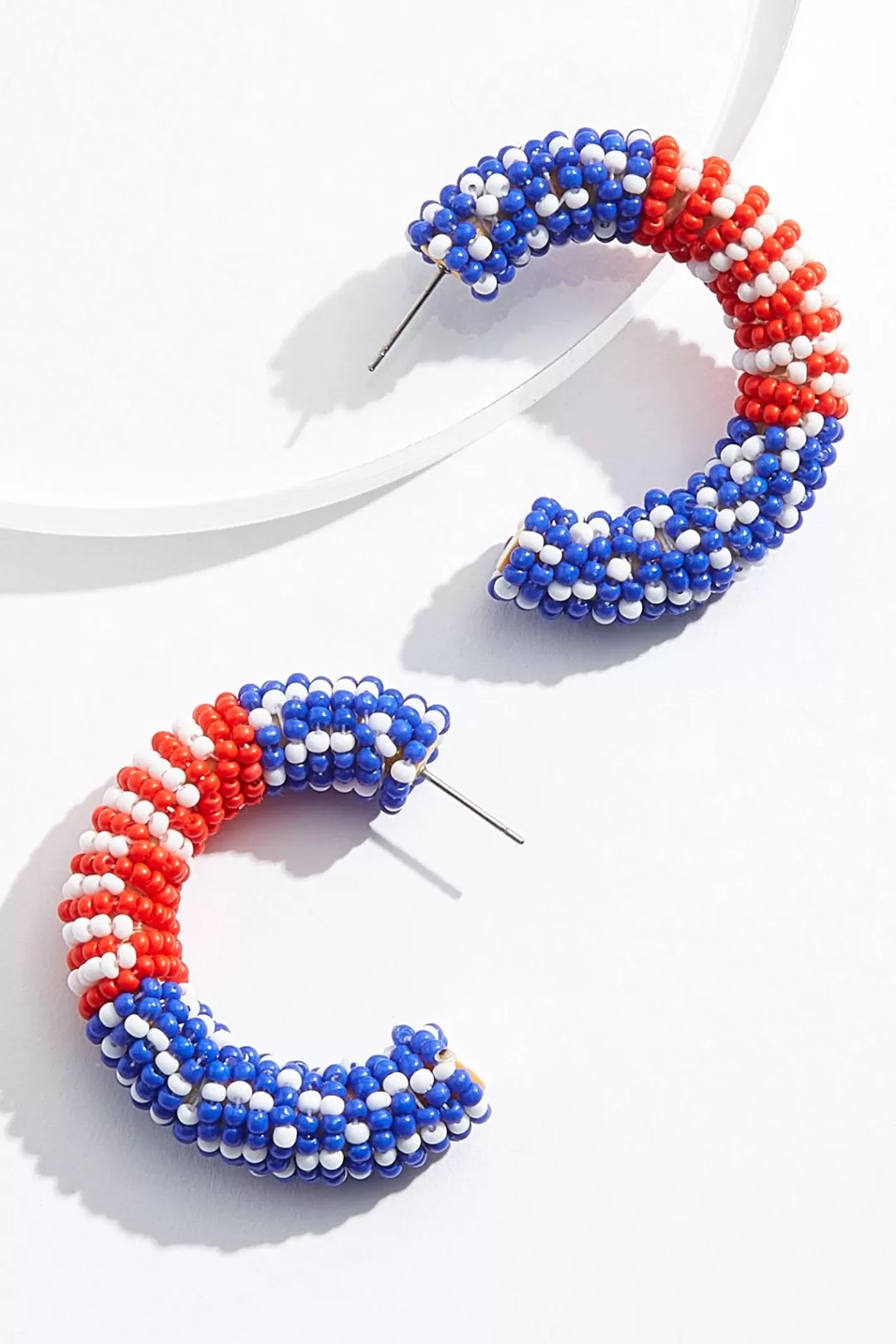 Cato Earrings | Americana Seed Bead Hoop Earrings