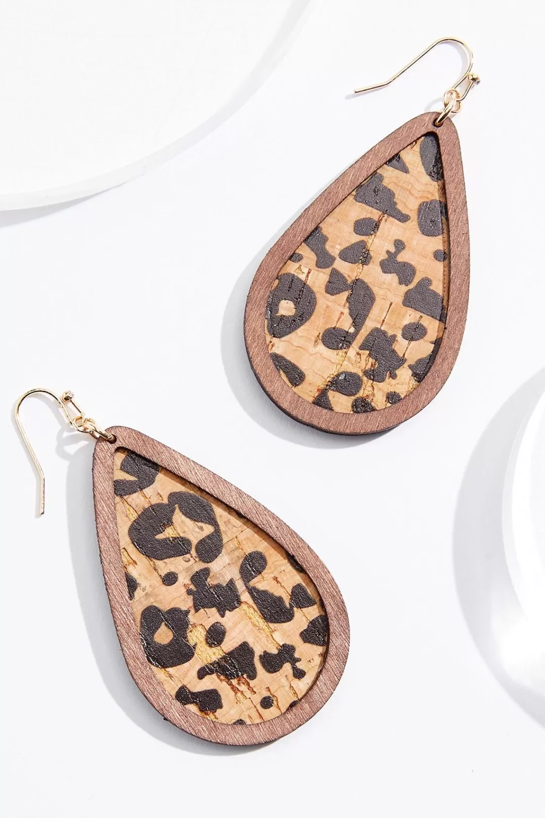 Cato Earrings | Animal Cork Wood Trim Earrings