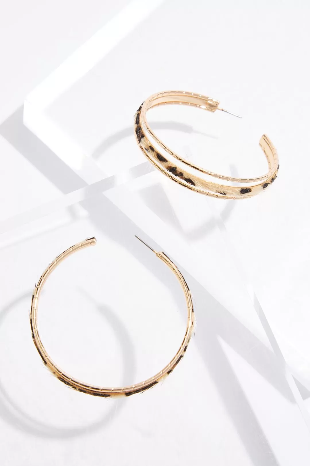 Cato Earrings | Animal Fur Gold Row Hoop Earrings