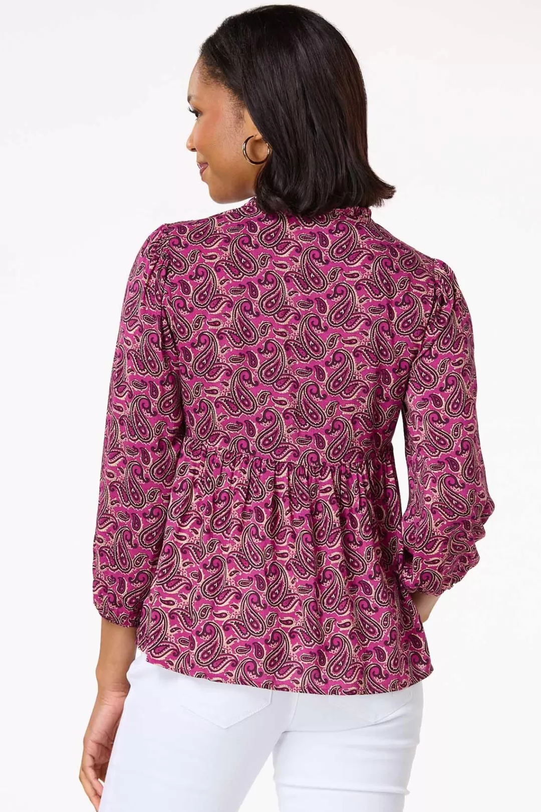 Cato Tops | Berry Paisley Poet Top