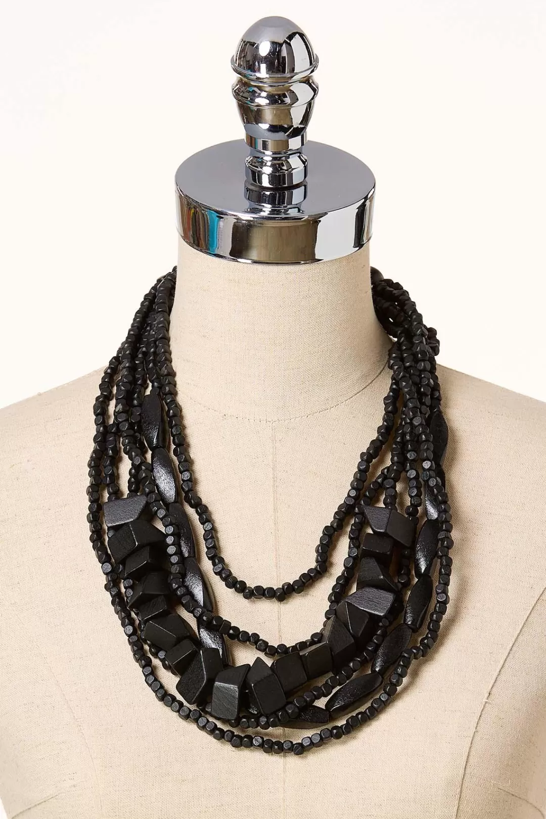 Cato Necklaces | Black Wood Layered Necklace