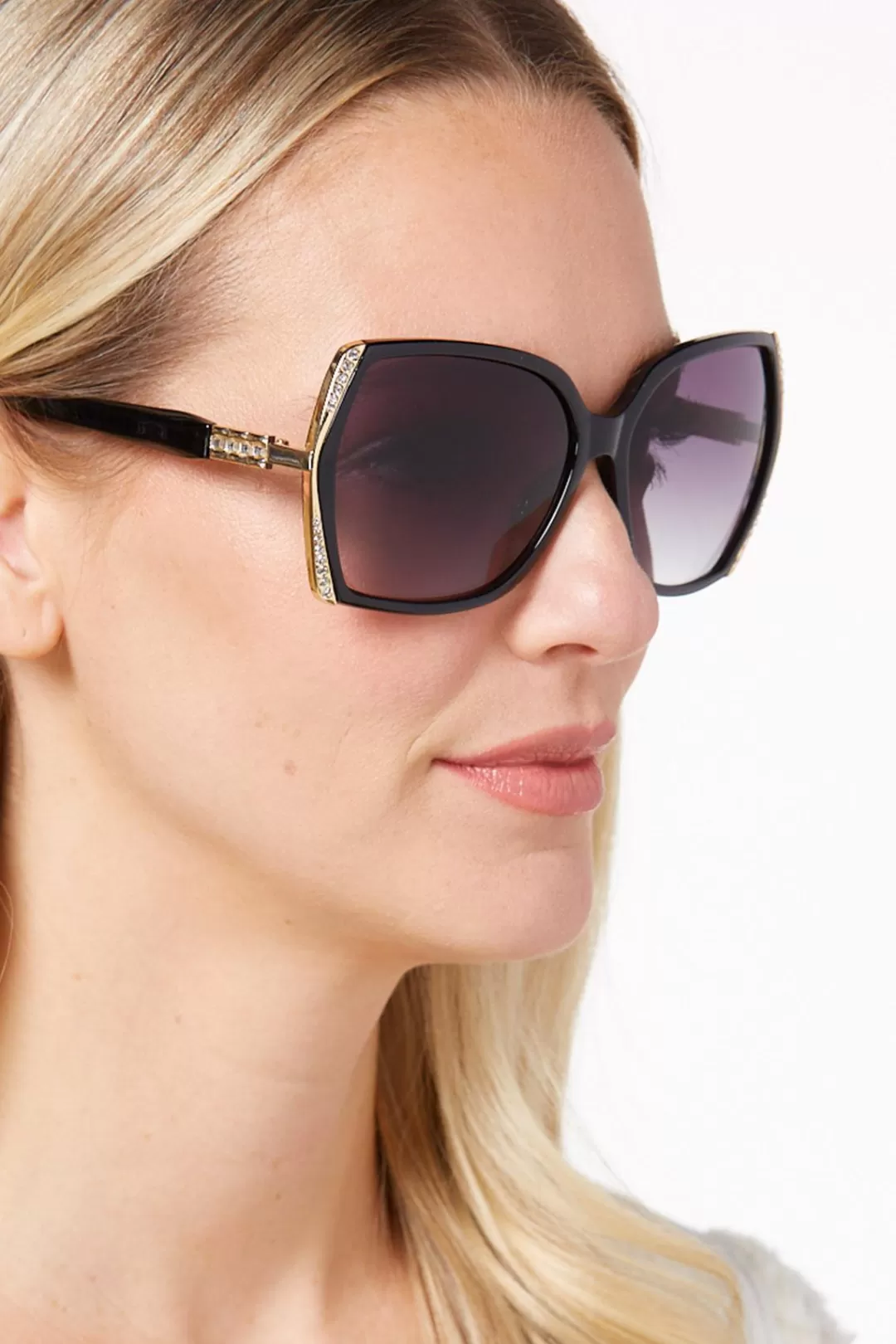 Cato Sunglasses | Bling Trim Black Sunglasses