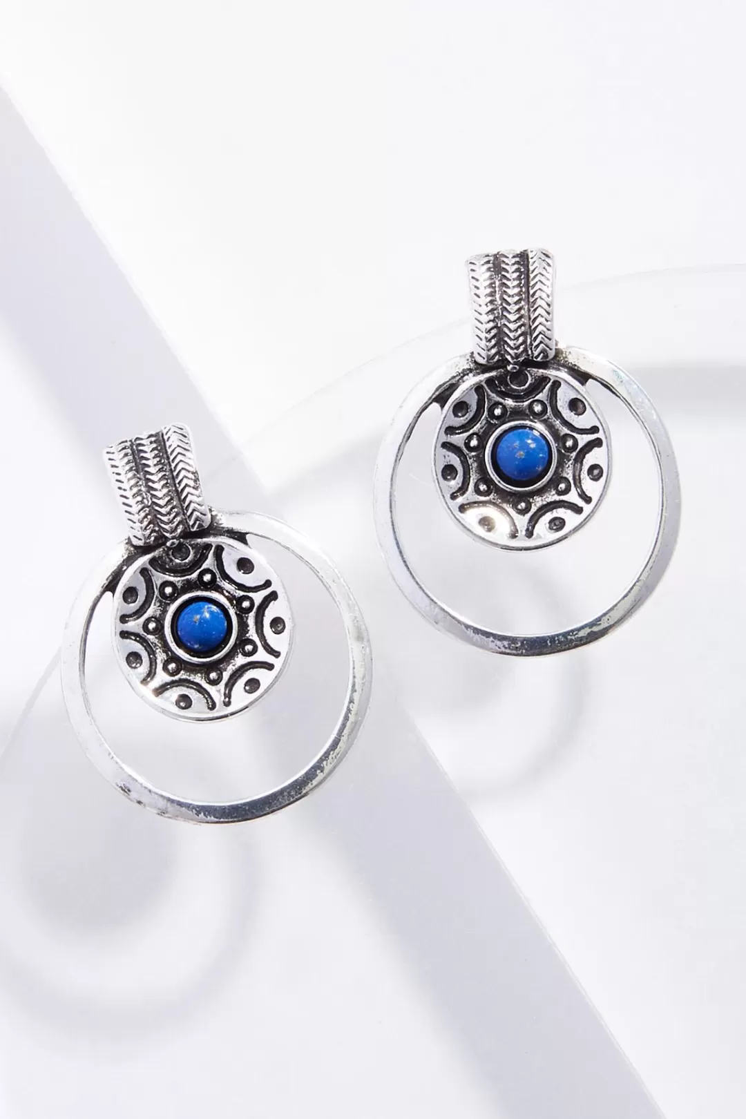 Cato Earrings | Blue Stone Western Button Earrings