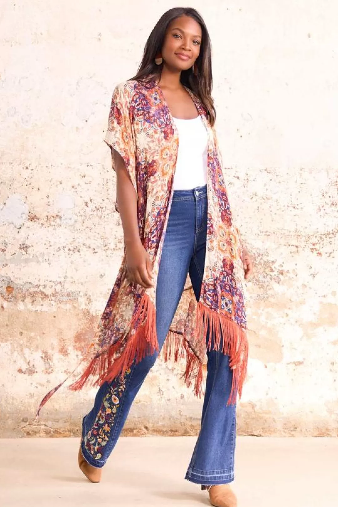 Cato Cover Ups | Tops | Boho Medallion Tie Waist Kimono