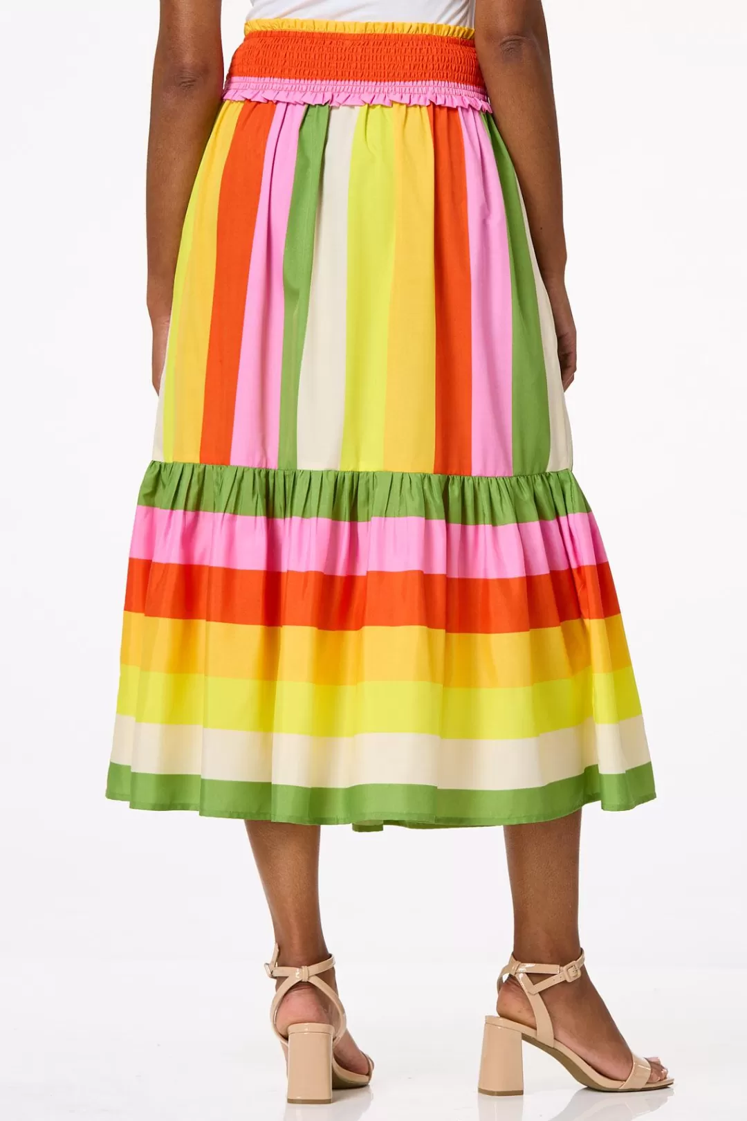 Cato Skirts | Bright Stripe Midi Skirt