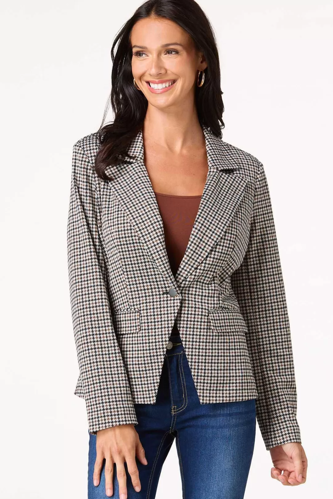 Cato Suiting | Jackets & Vests | Brown And Black Houndstooth Blazer