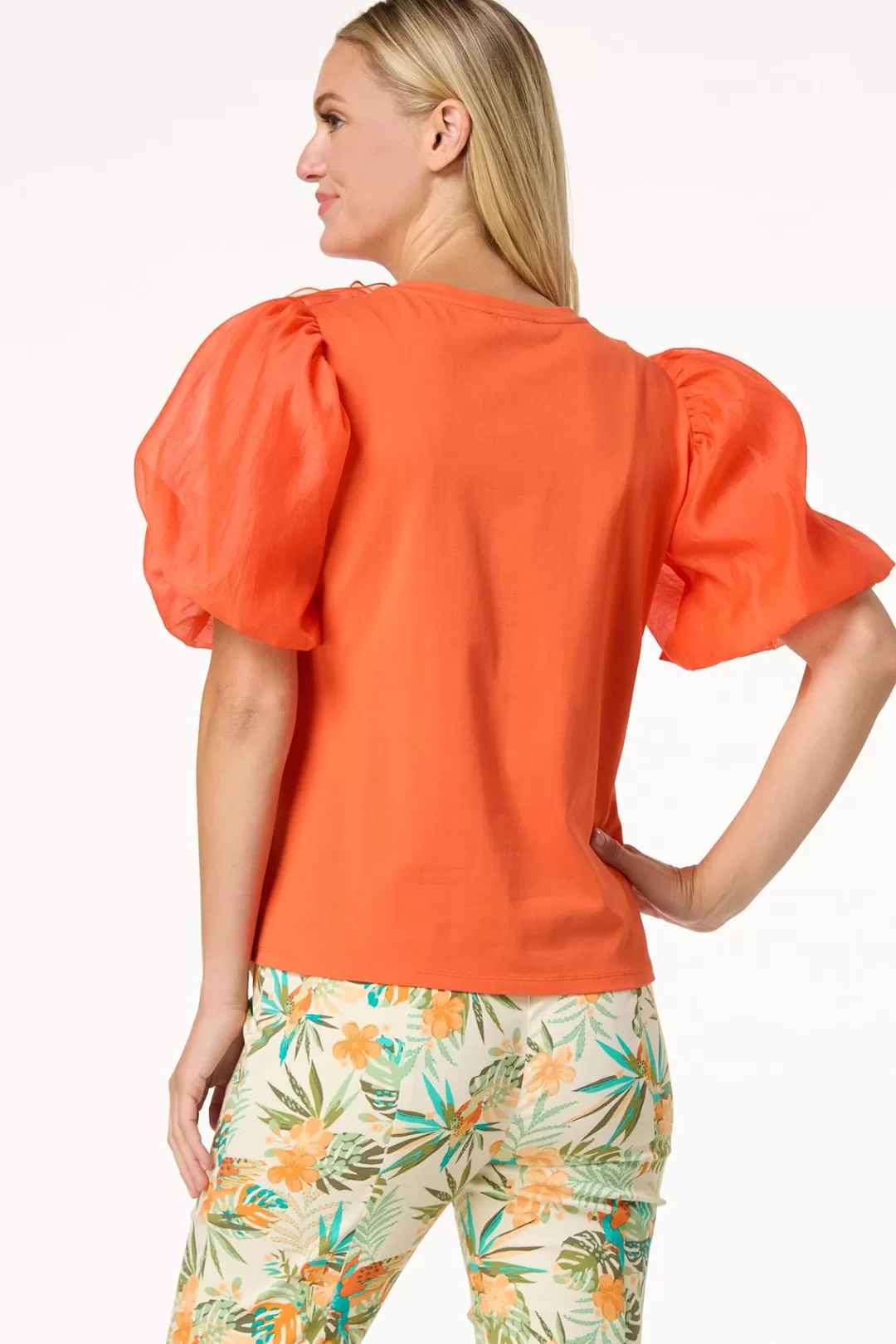 Cato Tops | Bubble Sleeve Rosette Top