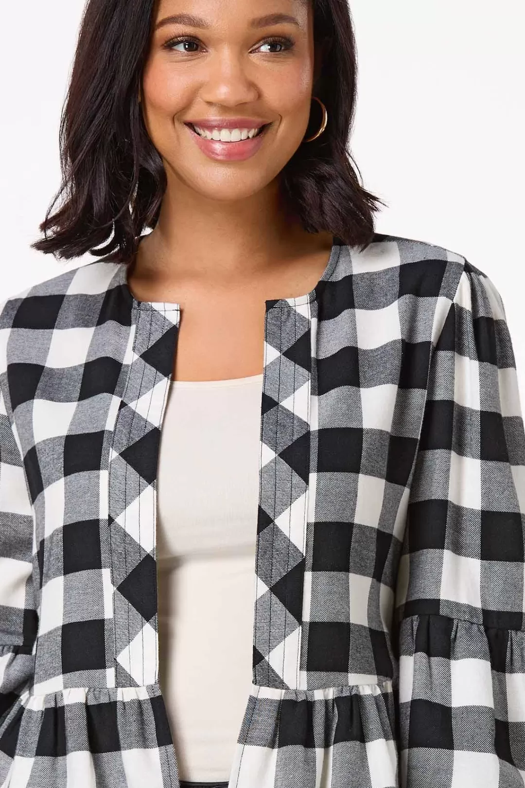 Cato Jackets & Vests | Buffalo Plaid Peplum Cardigan