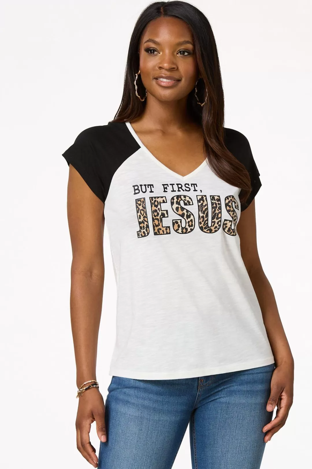 Cato Tops | But First Jesus Tee