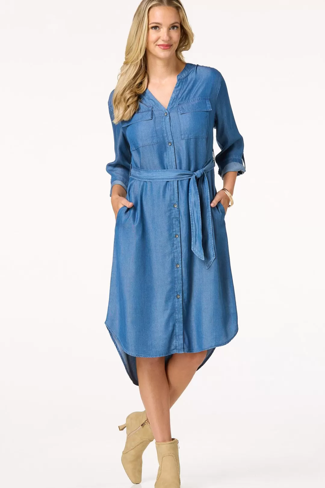 Cato Dresses | Chambray Shirt Dress