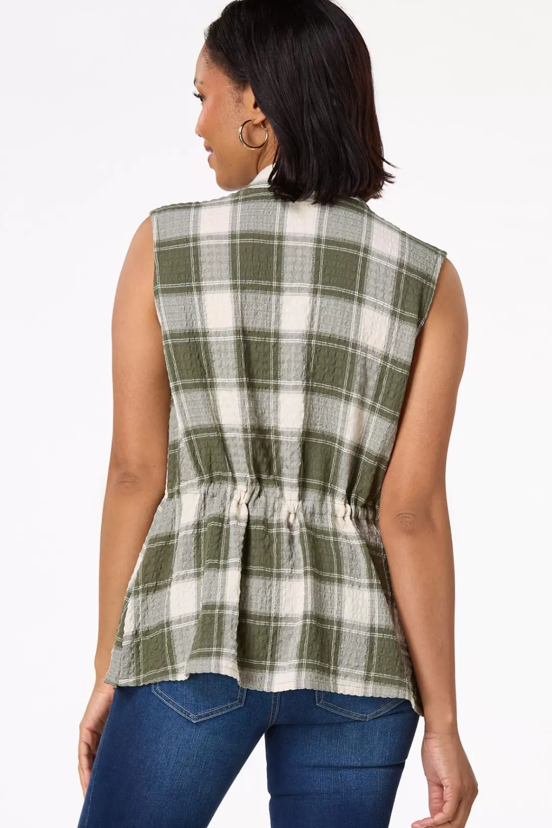 Cato Jackets & Vests | Cinched Plaid Vest