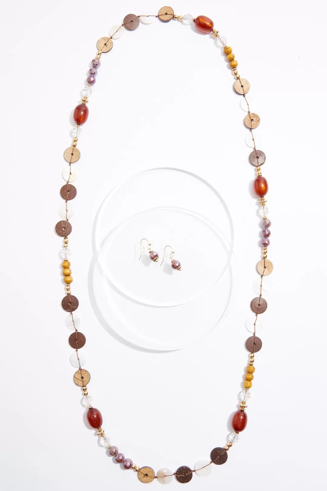 Cato Sets | Necklaces | Circle Wood Beads Long Necklace Set