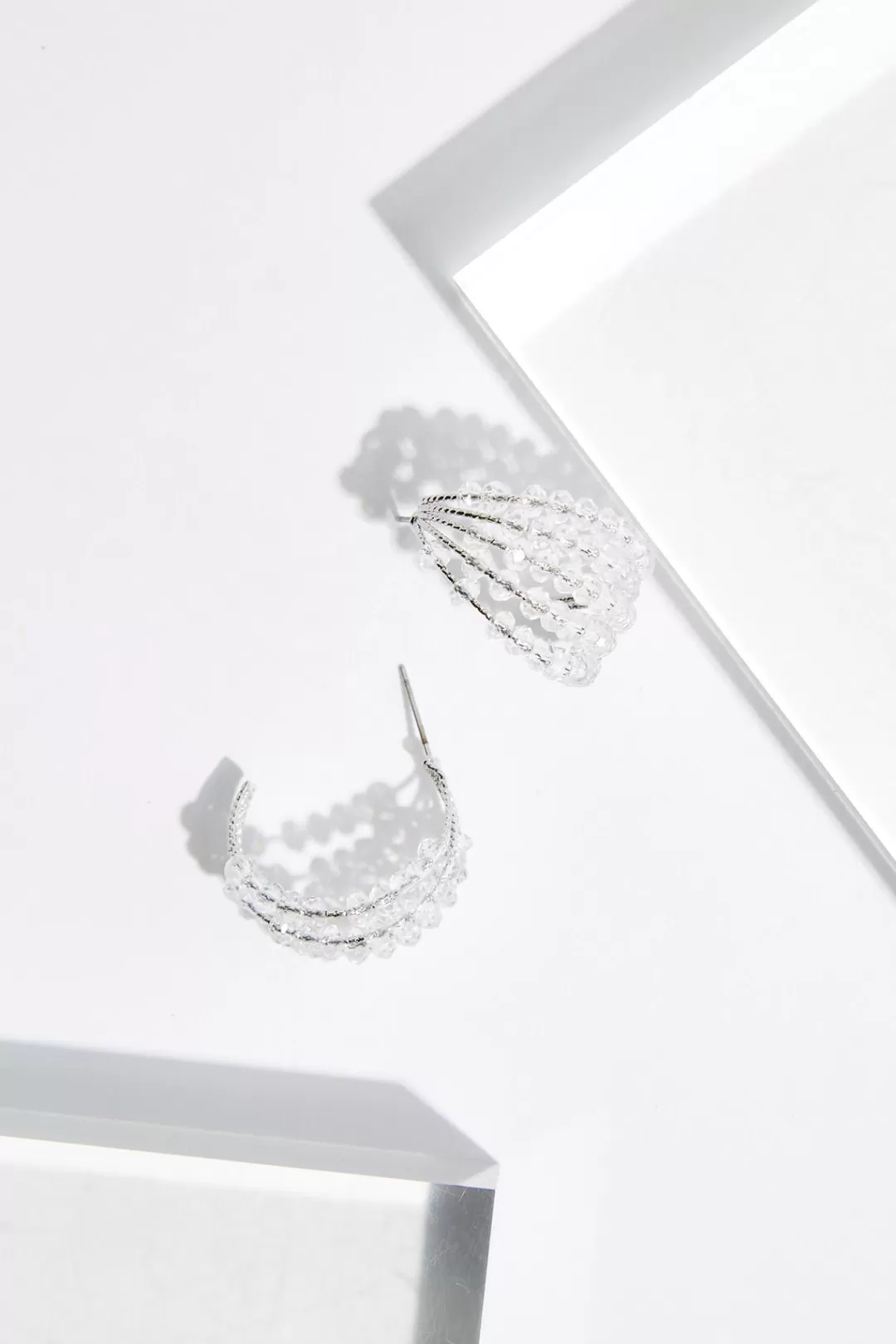 Cato Social Occasion | Earrings | Clear Glass Bead Hoop Earrings