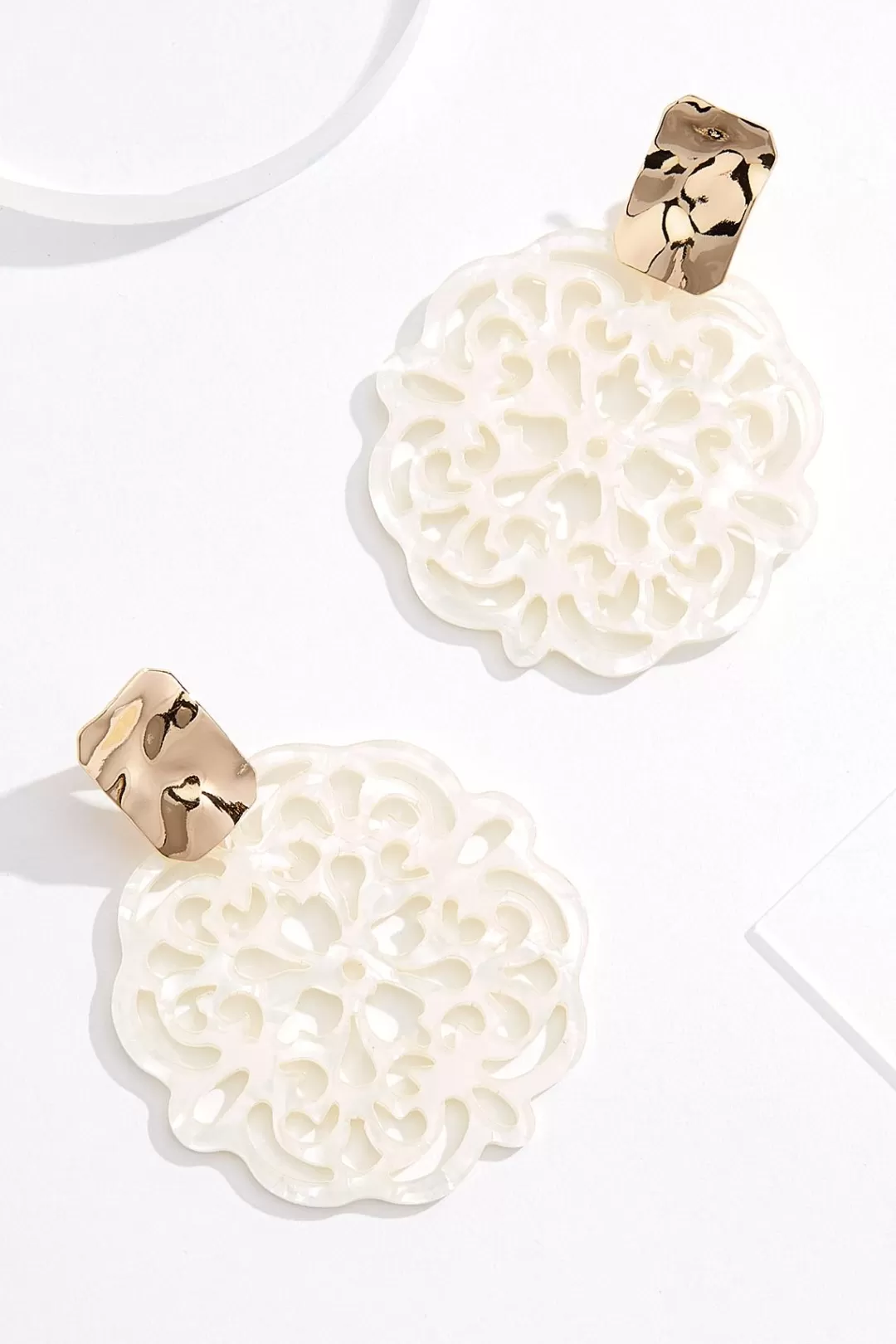 Cato Earrings | Clip- On Lucite Filigree Earrings