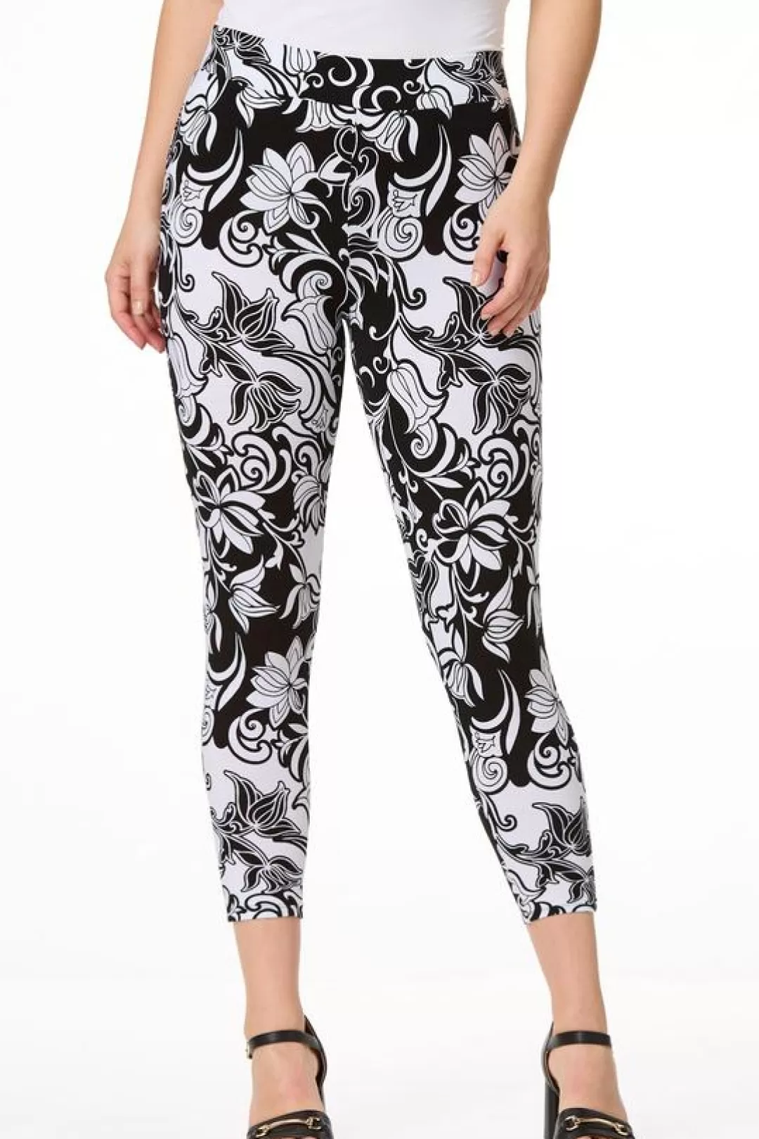 Cato Pants | Contrast Floral Capri Leggings