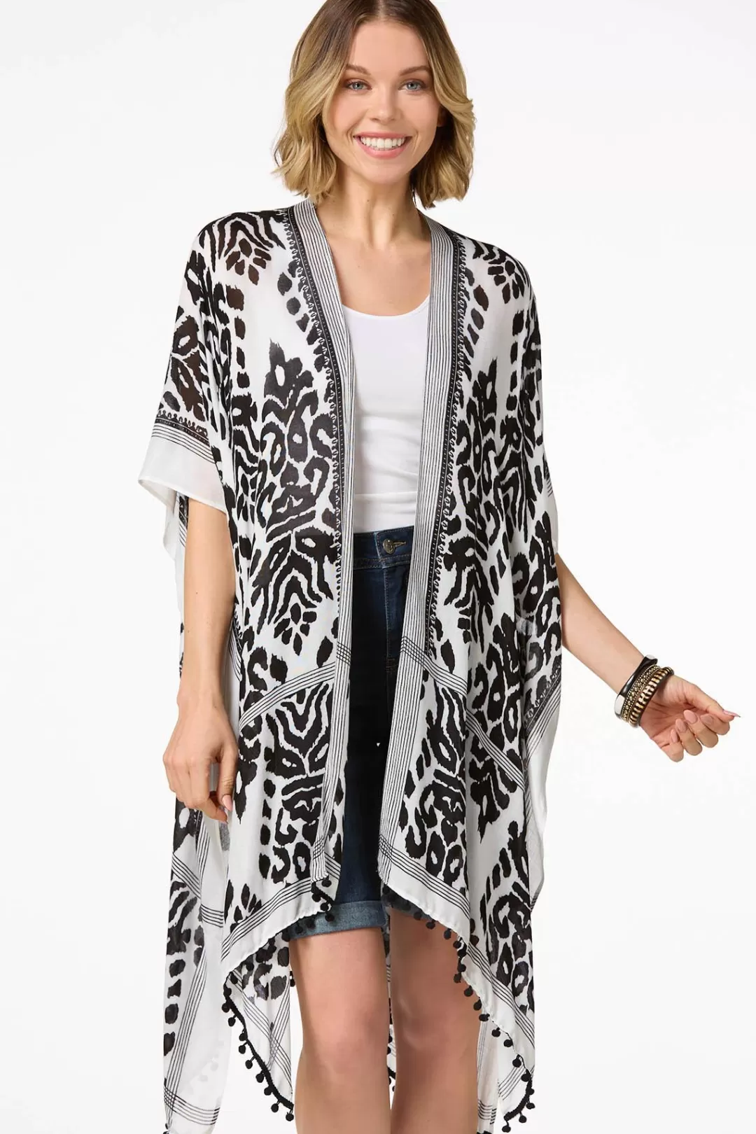 Cato Cover Ups | Tops | Contrast Print Kimono