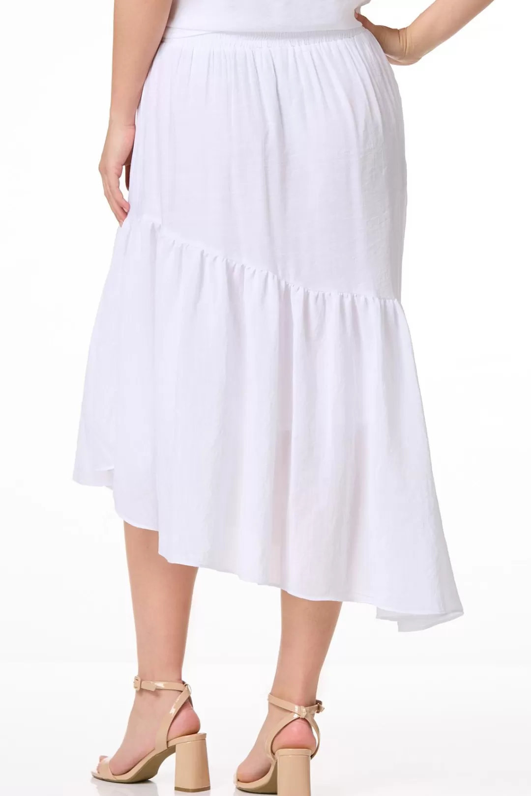 Cato Skirts | Crepe Asymmetrical Midi Skirt