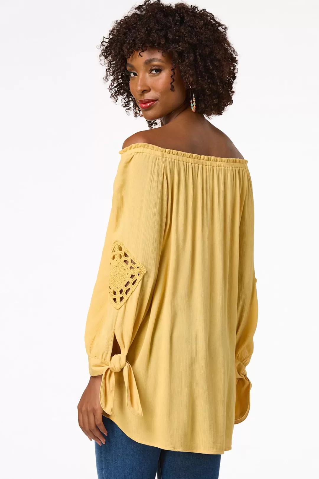 Cato Tops | Crochet Tie Sleeve Top