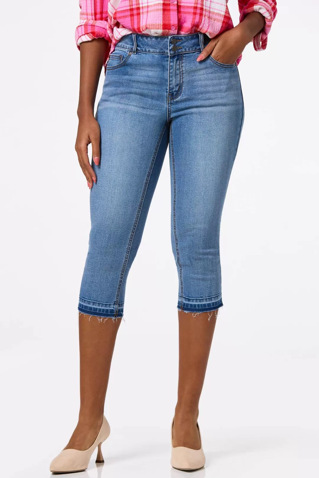 Cato Jeans | Cropped Curvy Raw Edge Jeans