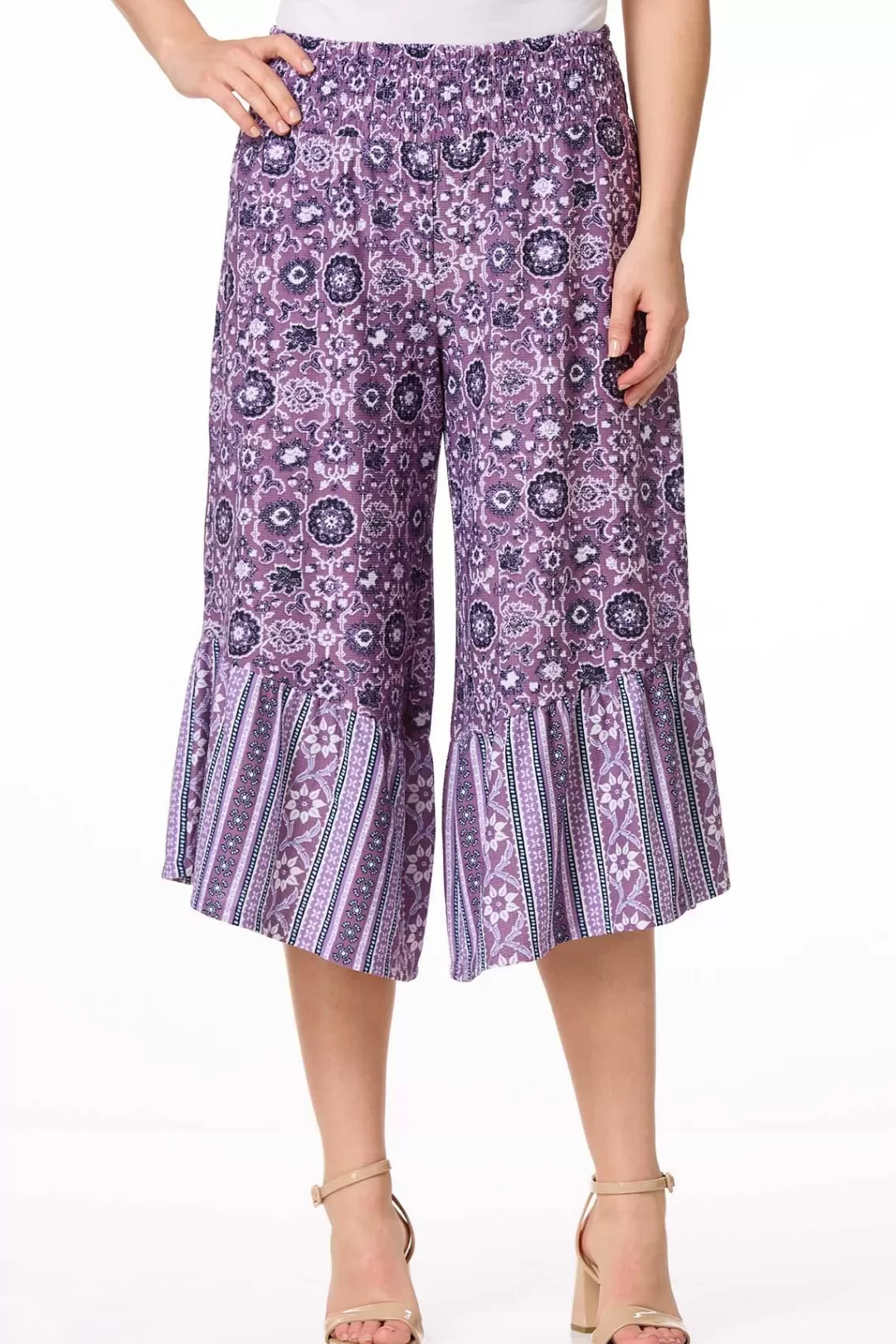 Cato Pants | Cropped Grape Floral Pants