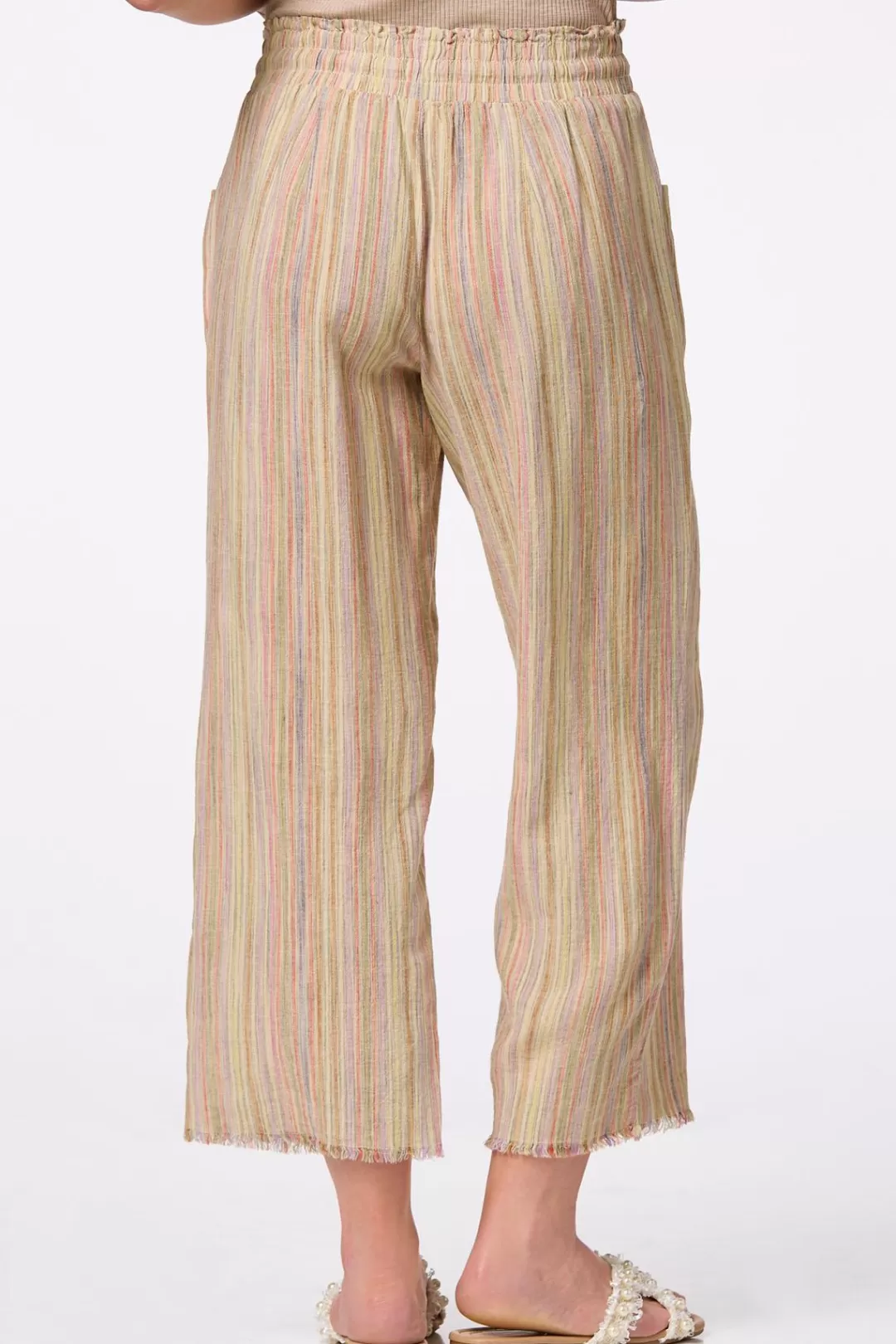 Cato Pants | Cropped Stripe Linen Pants