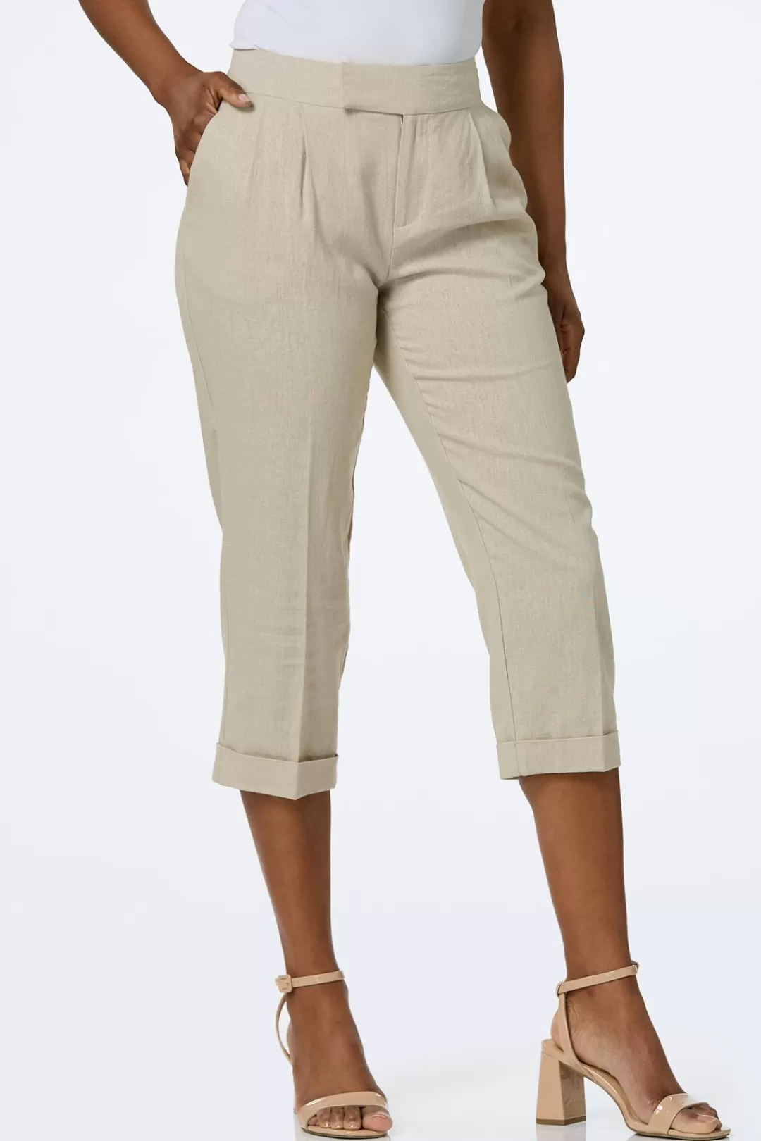 Cato Suiting | Pants | Cropped Natural Linen Pants