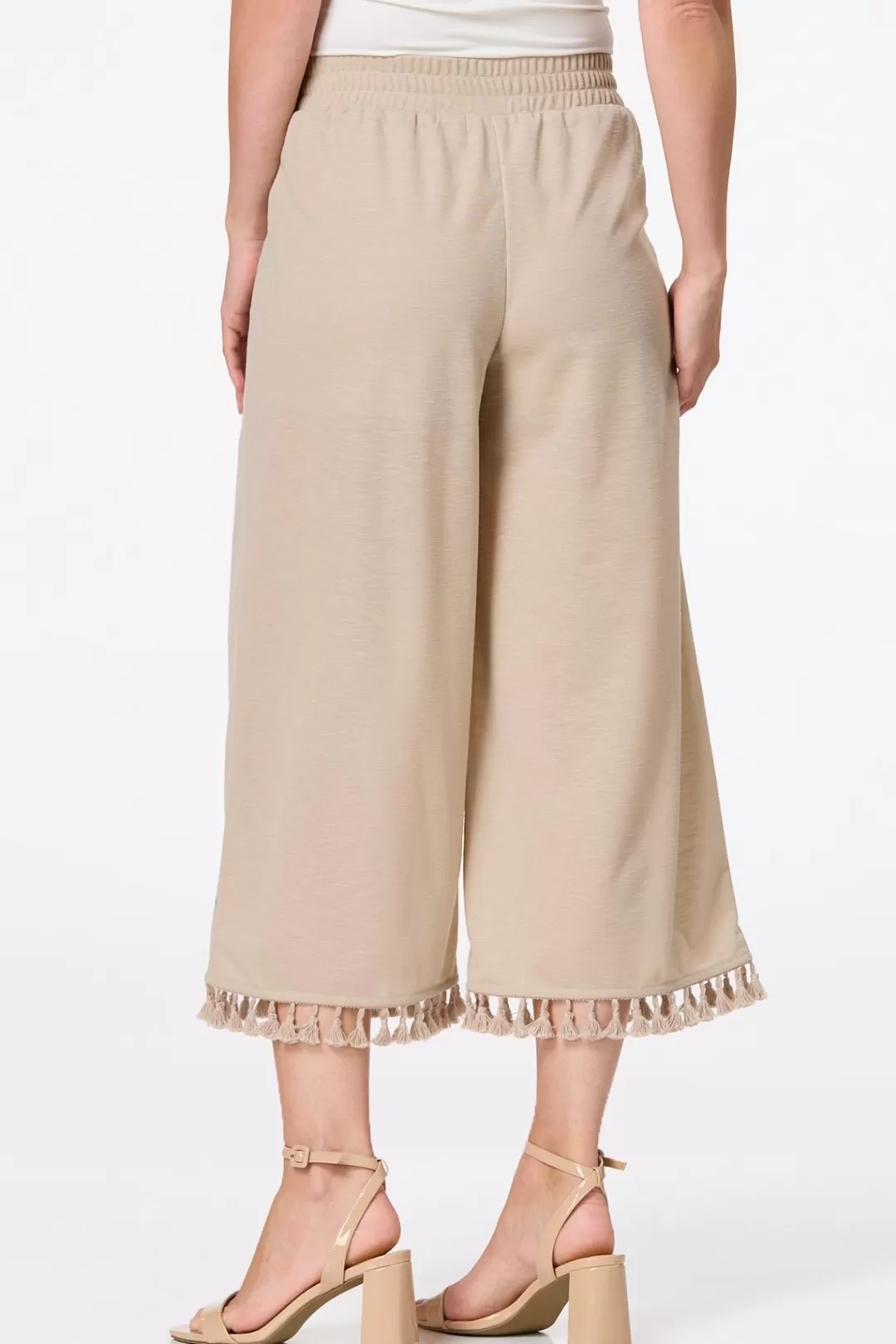 Cato Pants | Cropped Tasseled Wide Leg Pants