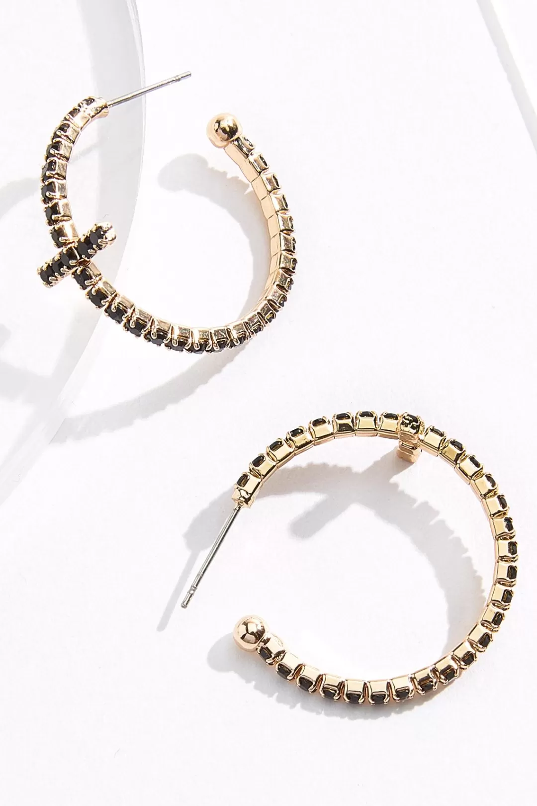 Cato Earrings | Inspirational | Cross Stone Hoop Earrings