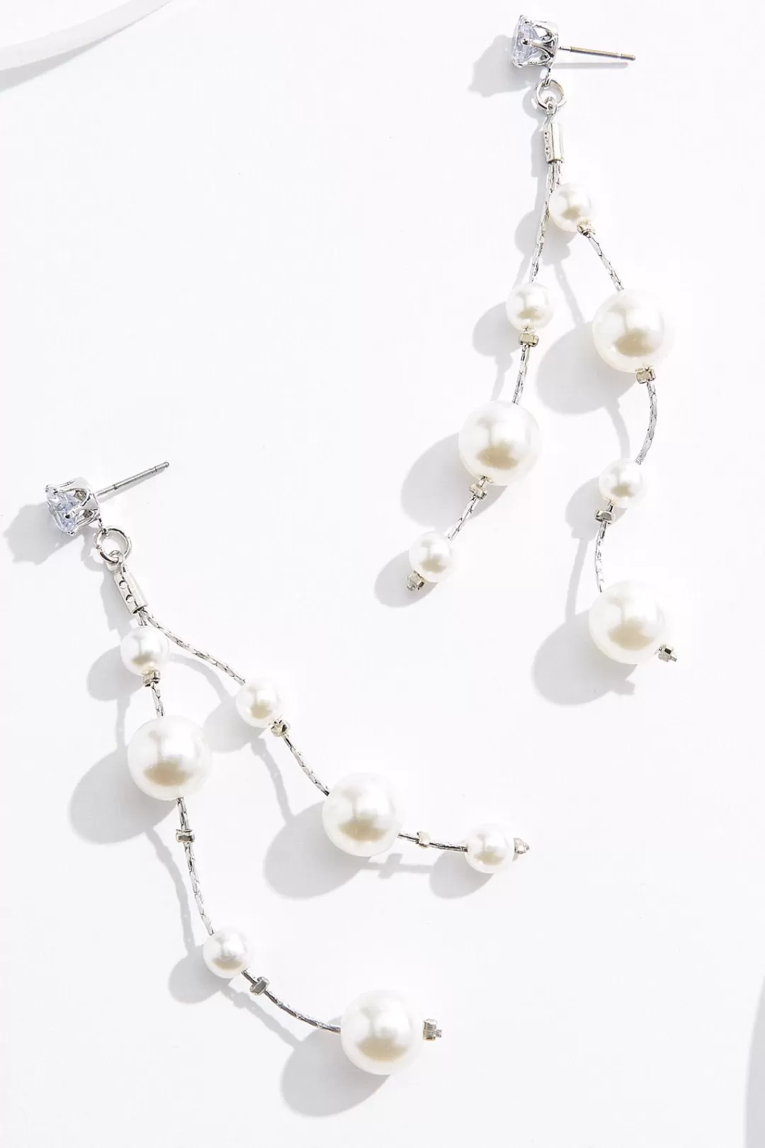 Cato Social Occasion | Earrings | Cubic Zirconia Pearl Linear Earrings