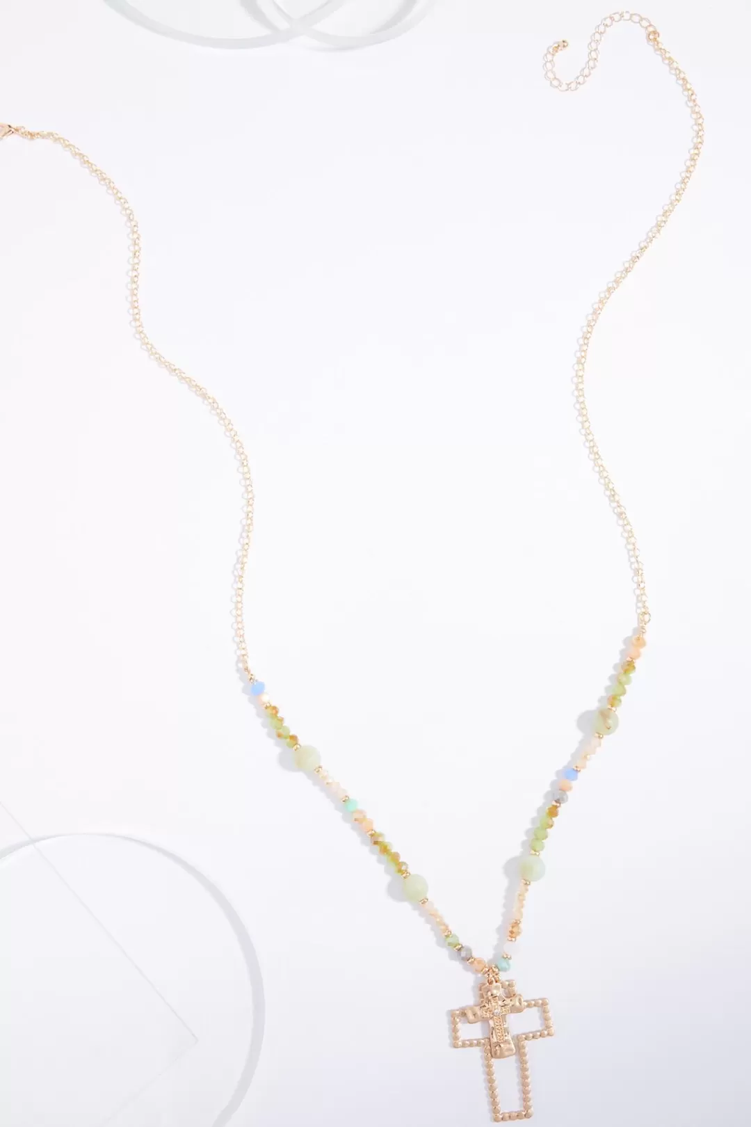 Cato Inspirational | Necklaces | Cutout Cross Beaded Long Necklace