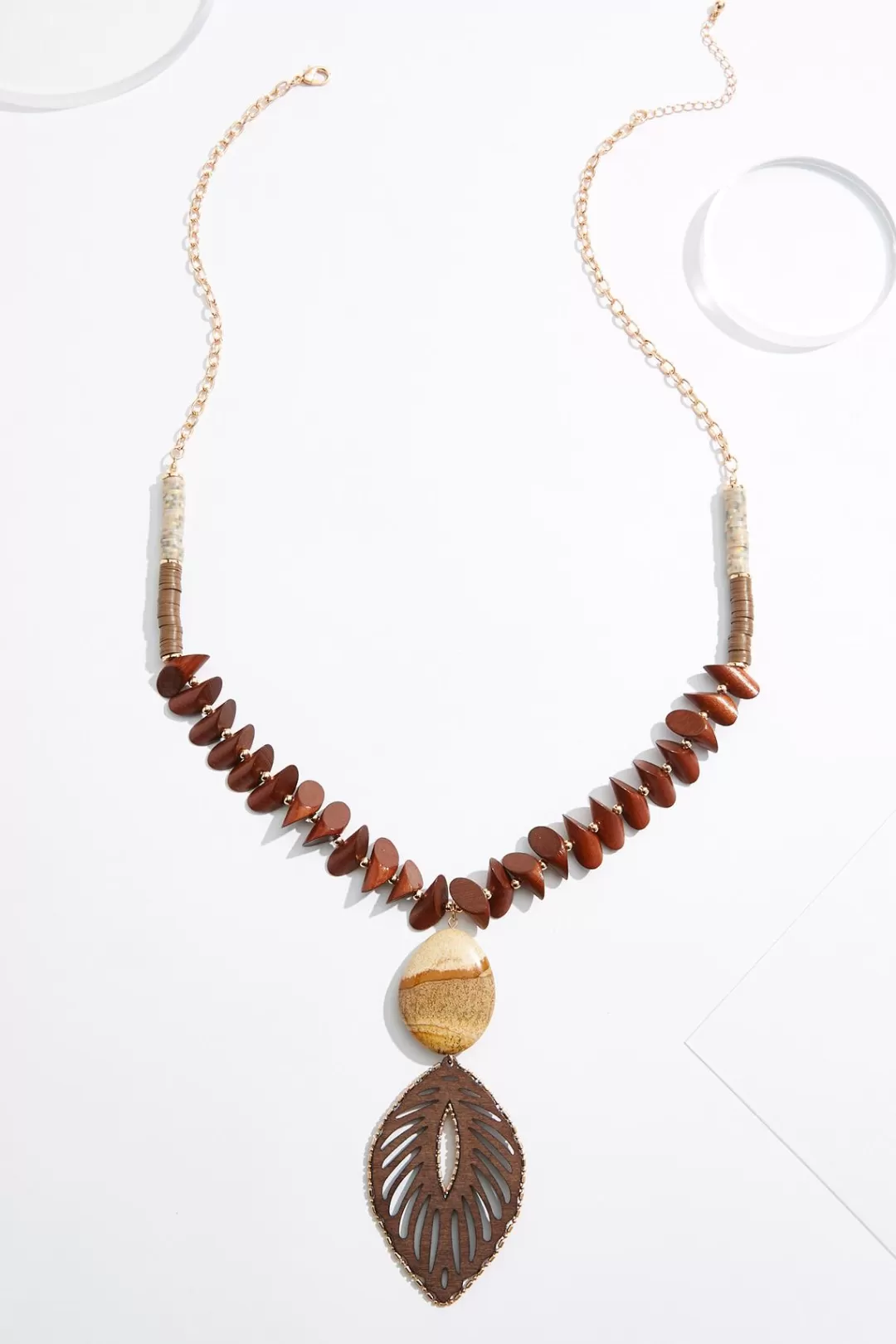 Cato Necklaces | Cutout Leaf Wood Pendant Necklace