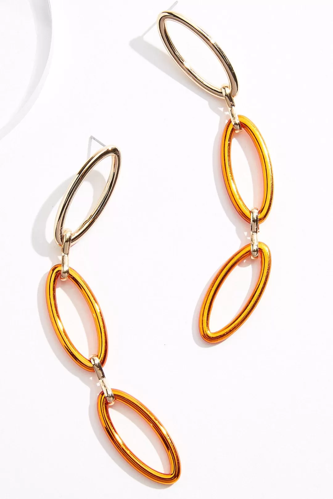 Cato Earrings | Cutout Oval Linear Link Earrings