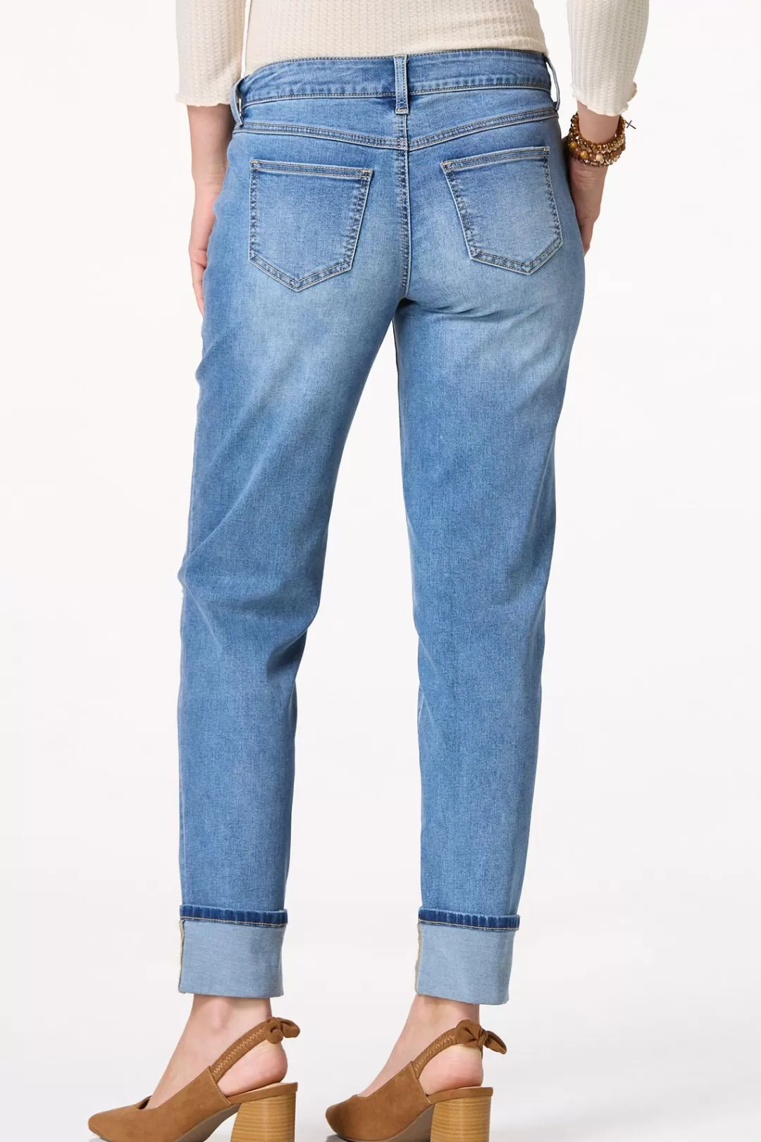 Cato Jeans | Distressed Cuffed Girlfriend Jeans