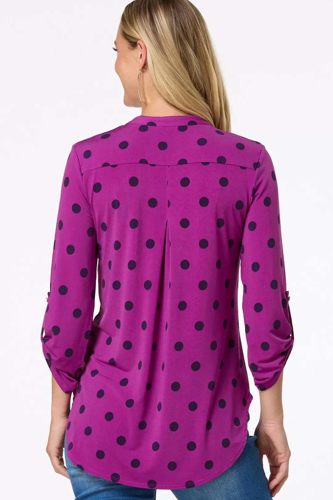 Cato Tops | Dotted Scrunch Sleeve Top