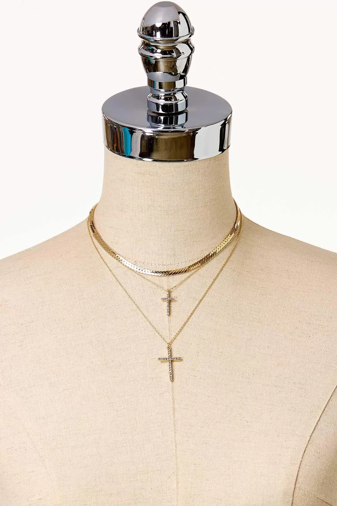 Cato Inspirational | Necklaces | Double Cross Layered Necklace