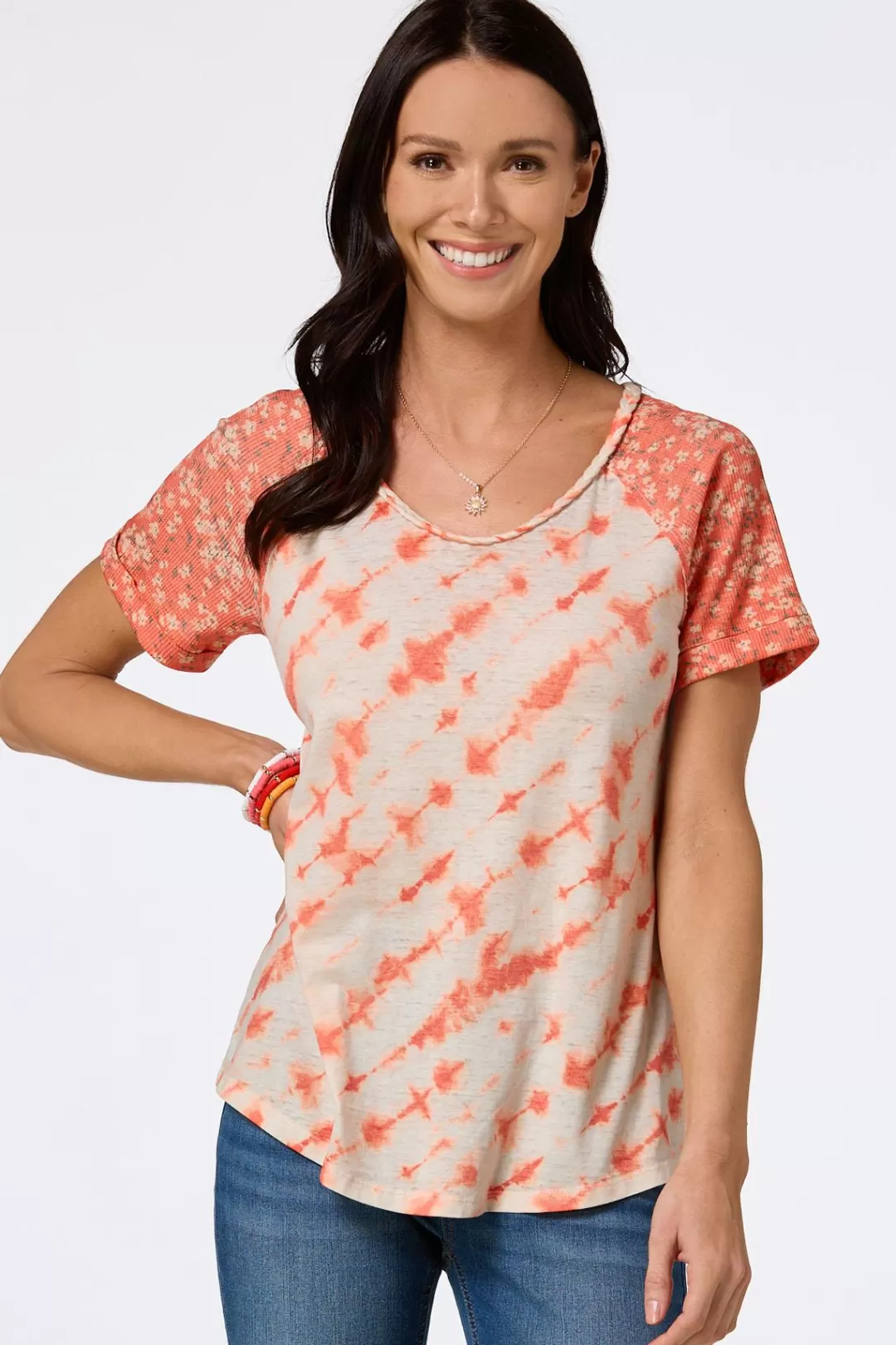 Cato Tops | Dyed Floral Braided Trim Top