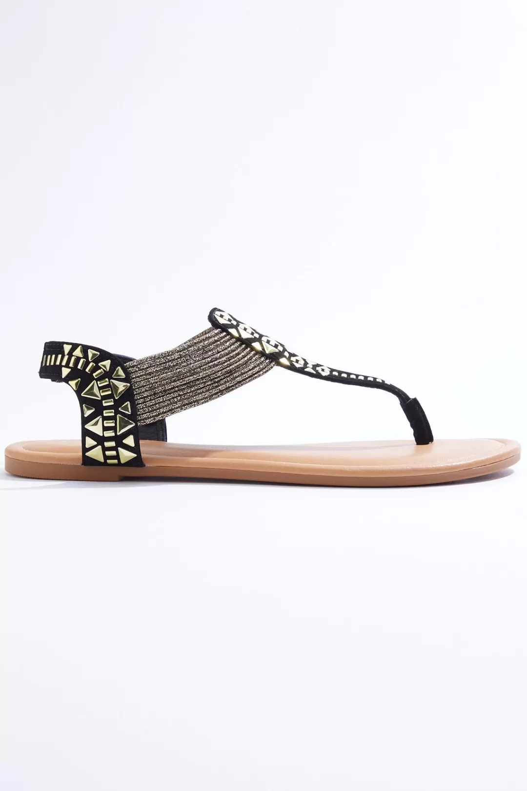 Cato Sandals | Flats | Embellished Stretch Thong Sandals