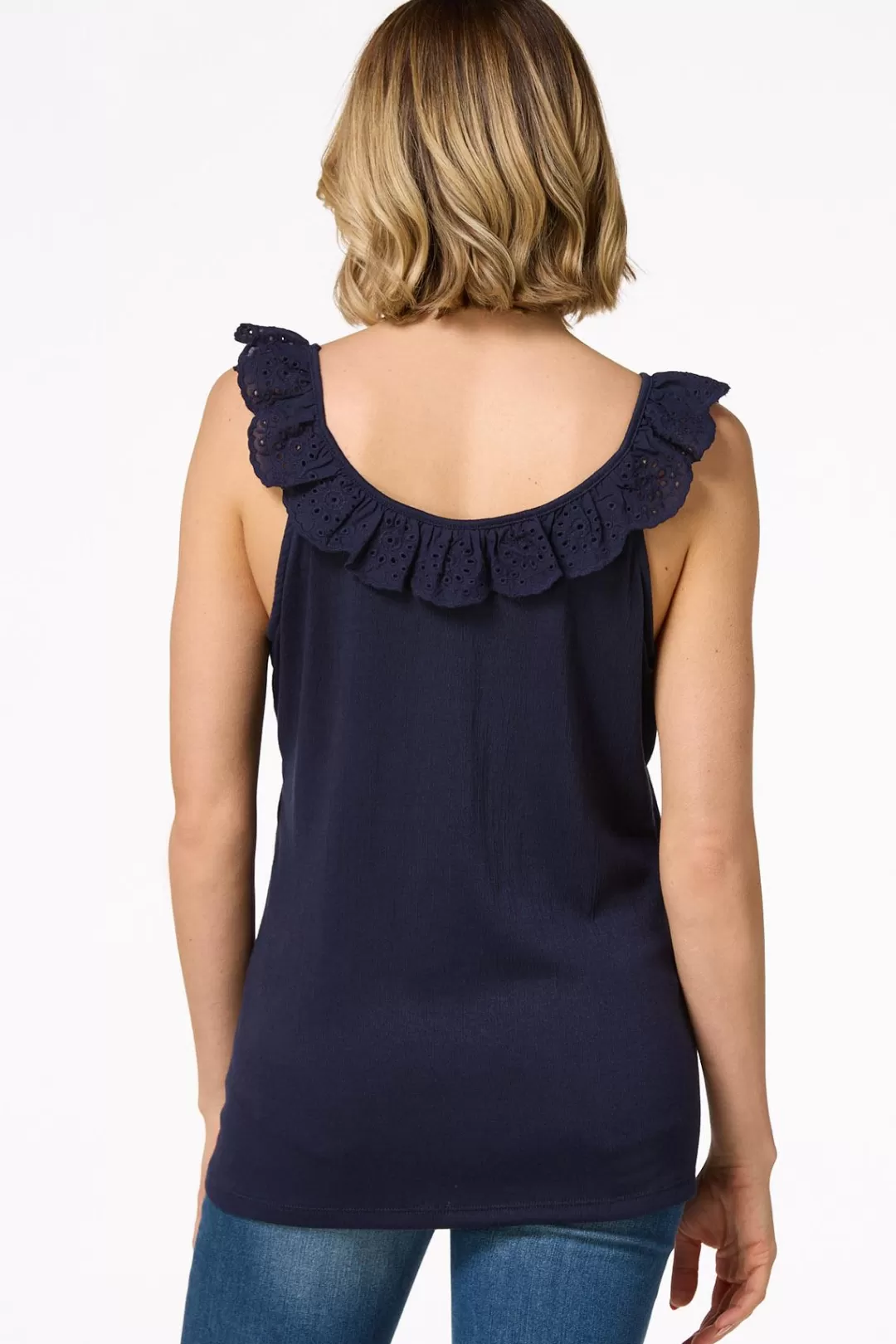 Cato Tops | Eyelet Ruffle Tank