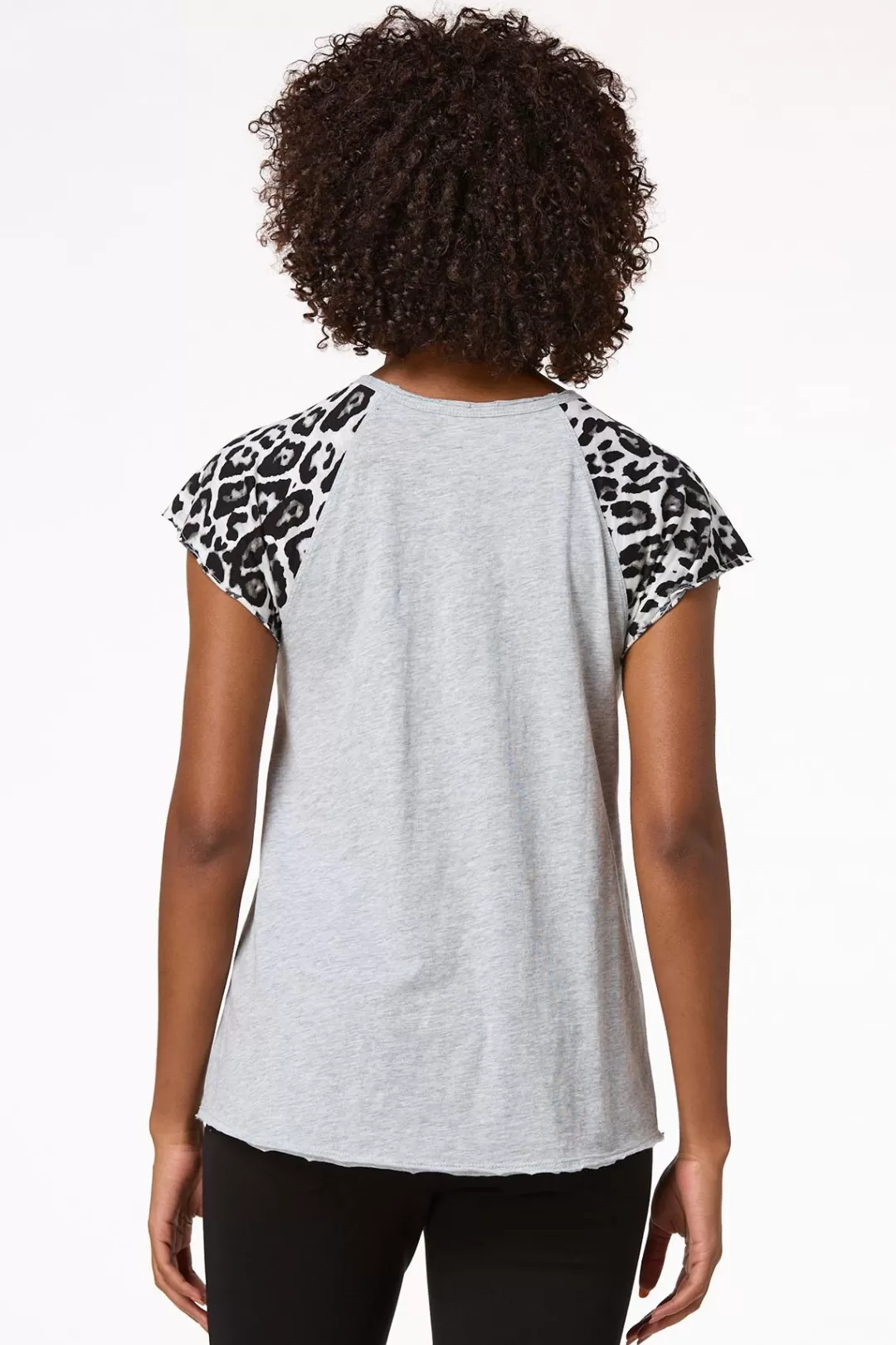 Cato Tops | Faith Leopard Sleeve Tee