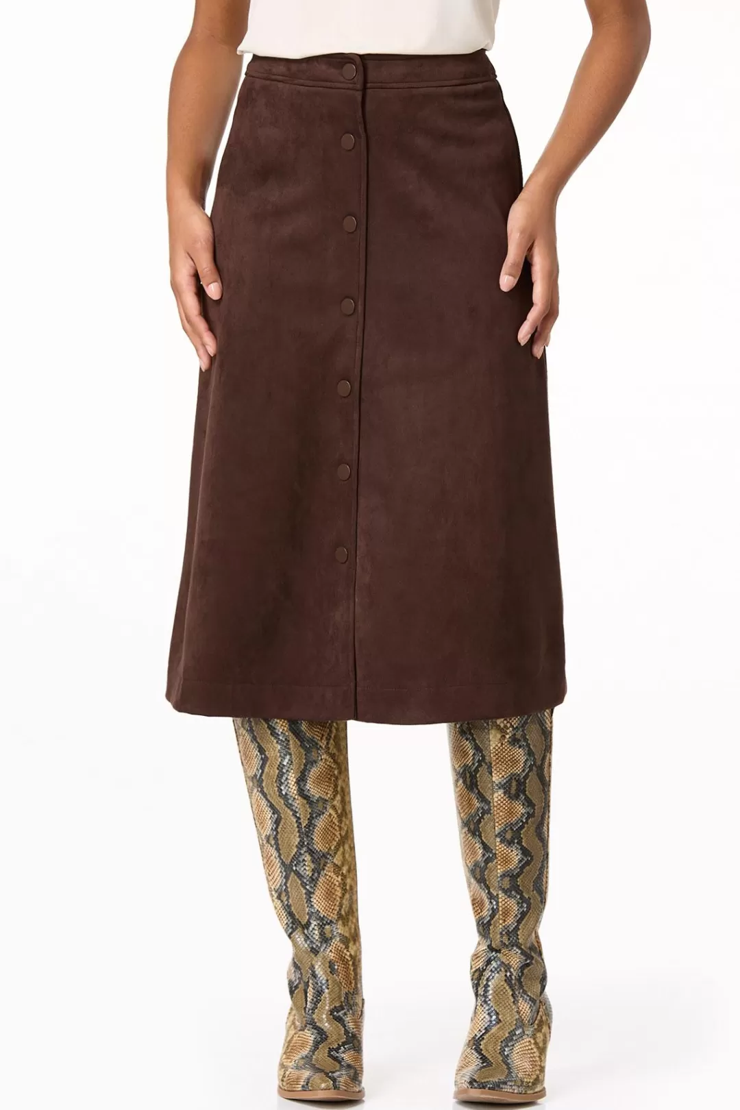 Cato Skirts | Faux Suede Midi Skirt