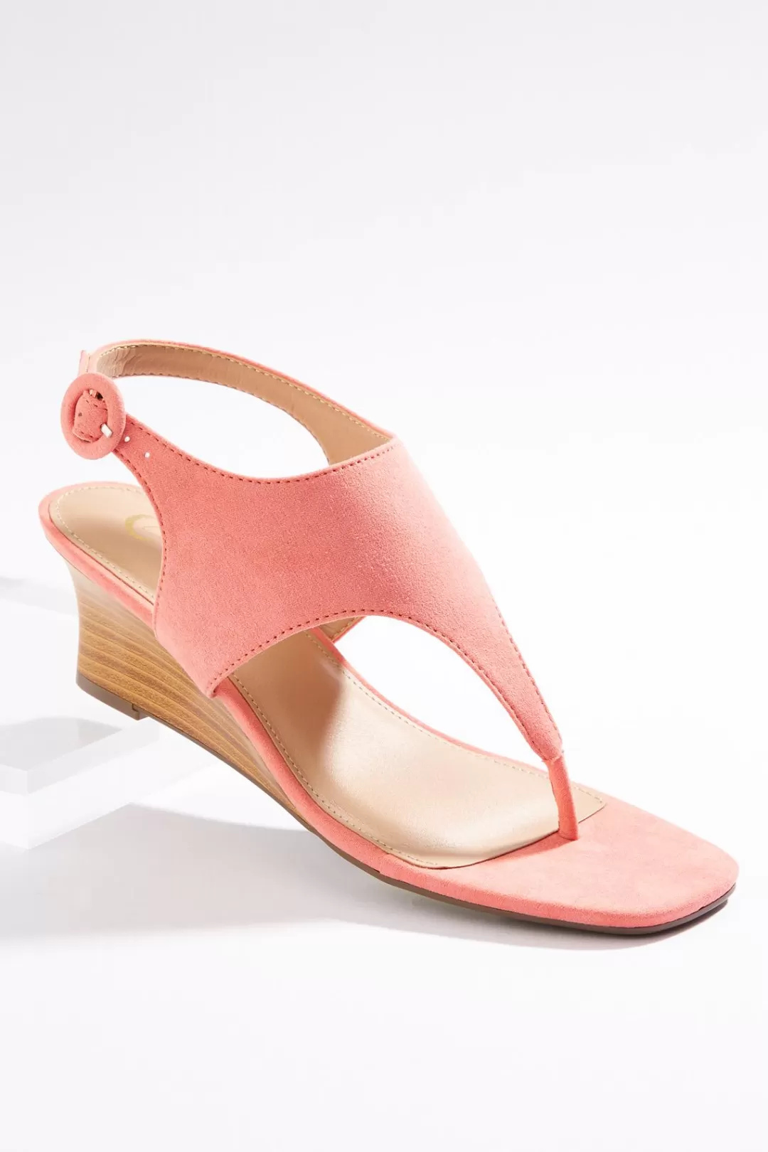 Cato Sandals | Faux Suede Thong Wedge Sandals