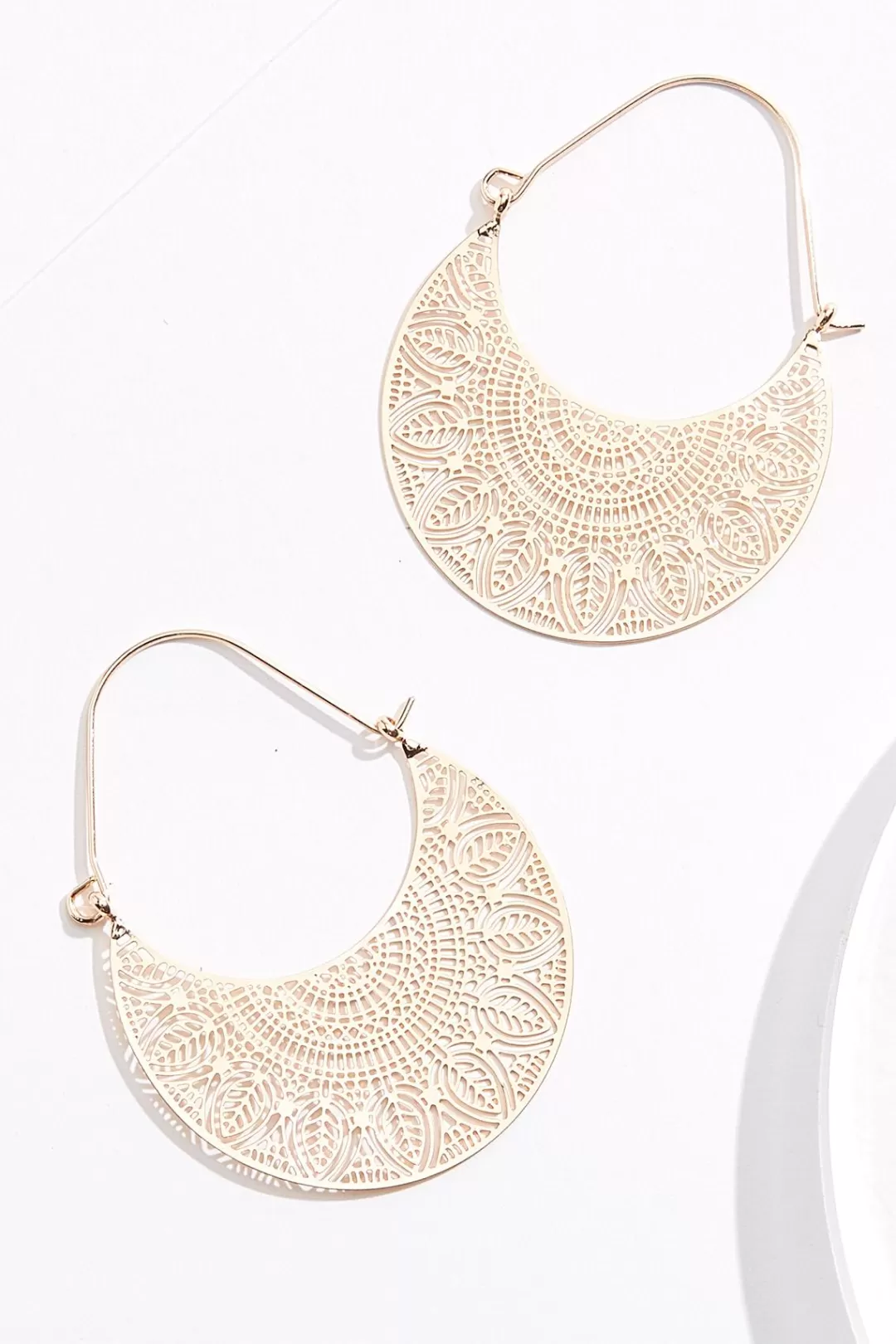 Cato Earrings | Filigree Crescent Hoop Earrings