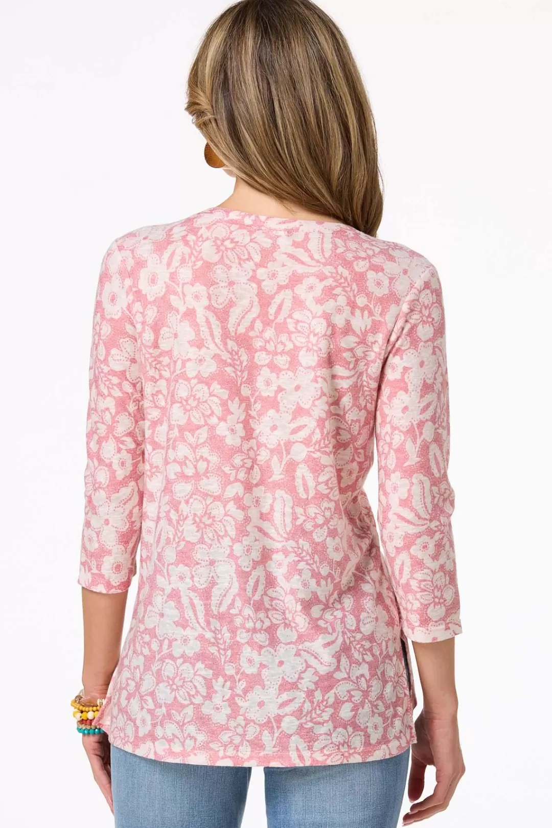 Cato Tops | Floral Cutout Tunic