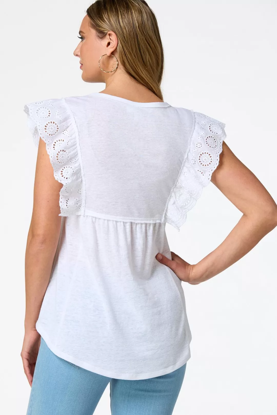 Cato Tops | Floral Embroidered Babydoll Top