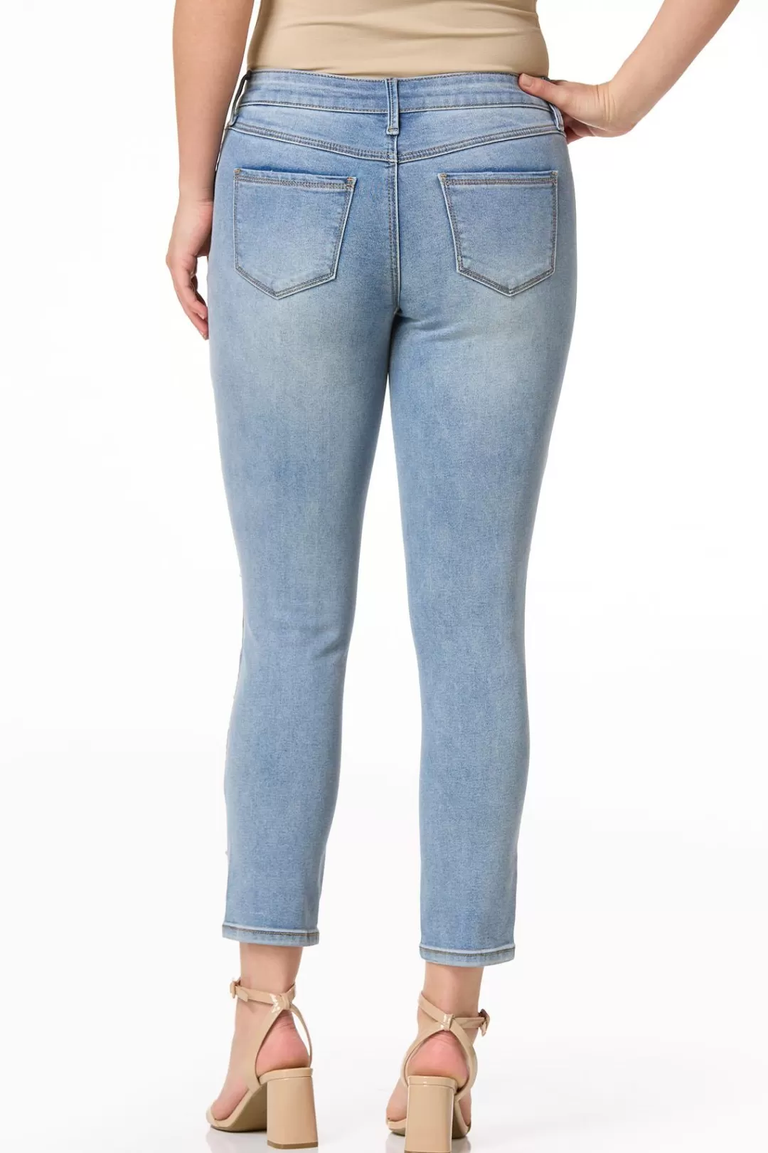 Cato Jeans | Floral Embroidered Pearl Ankle Jeans