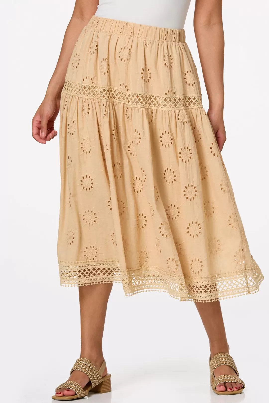 Cato Skirts | Floral Eyelet Embroidered Skirt