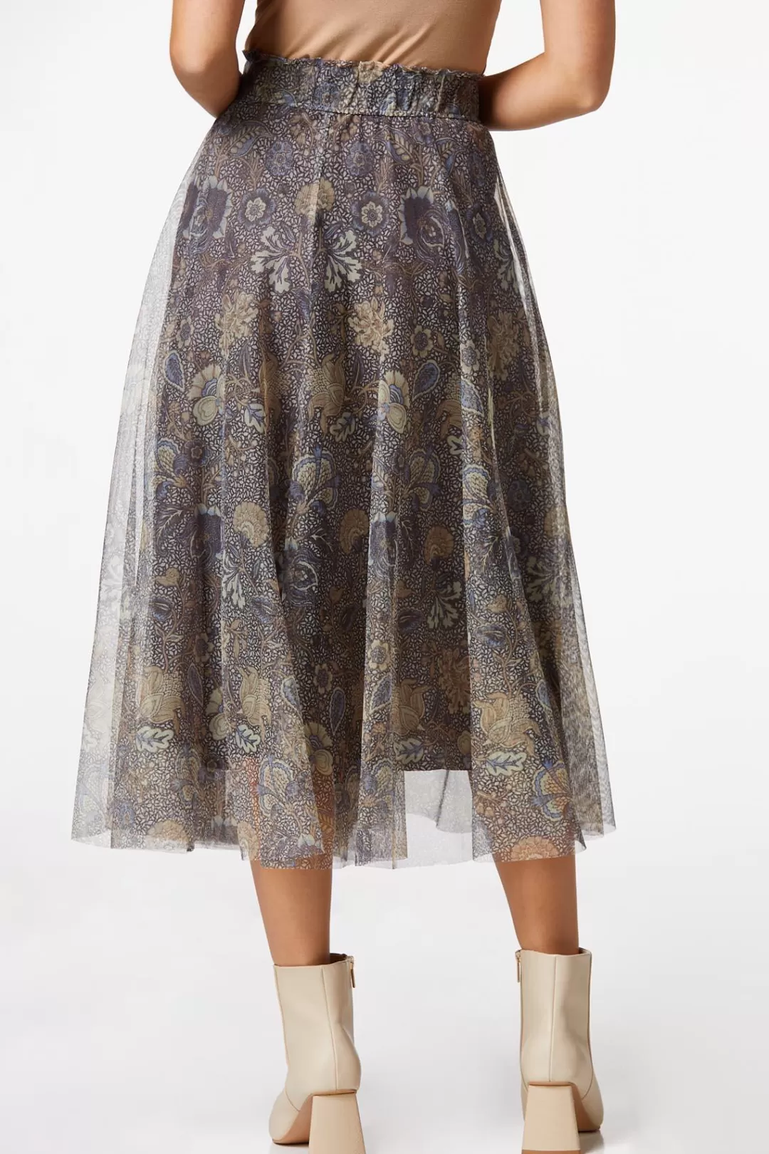 Cato Skirts | Floral Mesh Midi Skirt