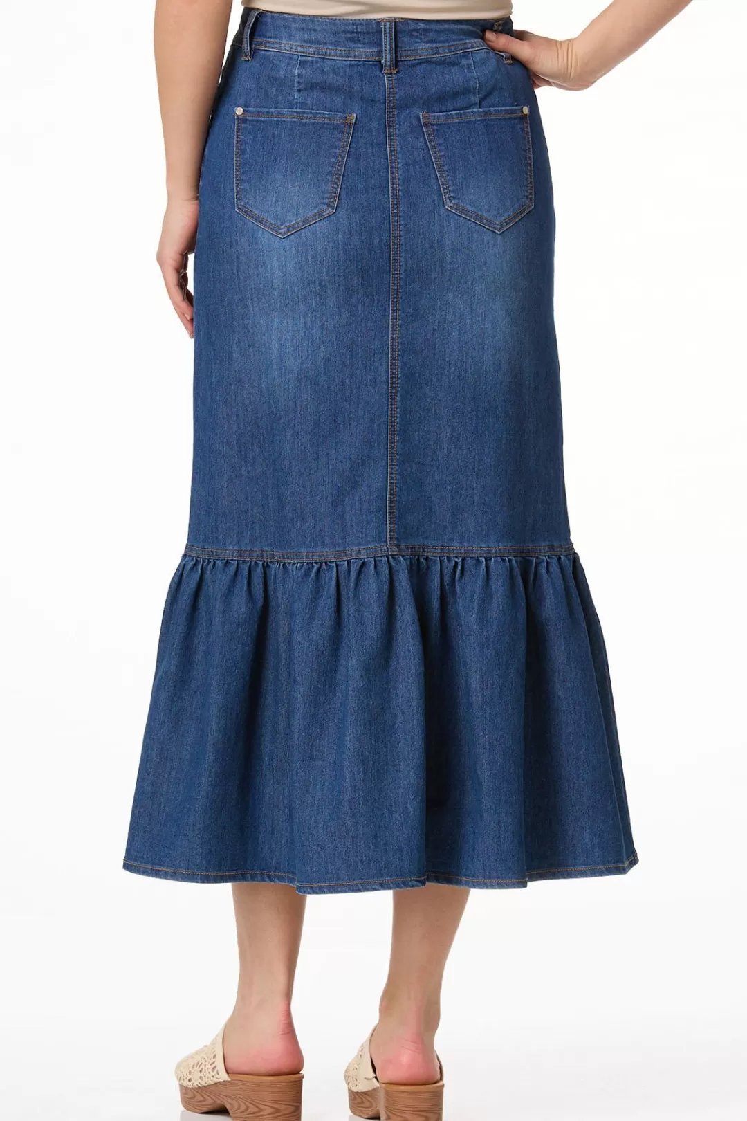 Cato Skirts | Jeans | Flounced Denim Maxi Skirt