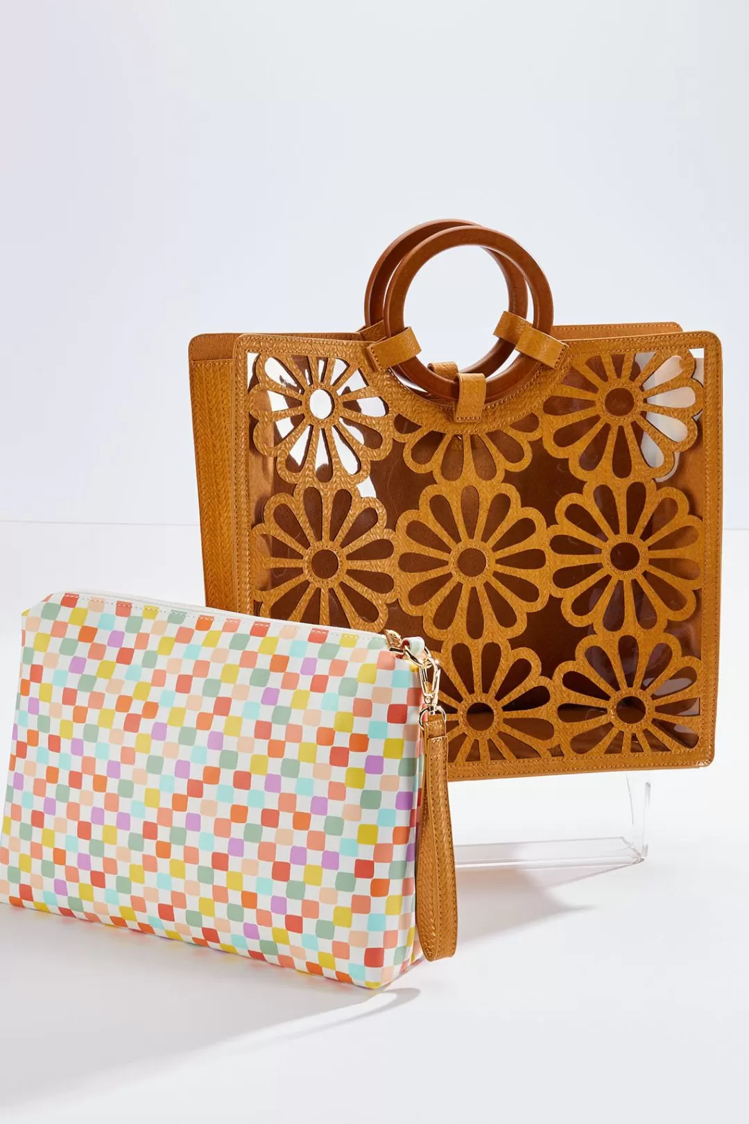 Cato Handbags | Flower Lucite Tote Set