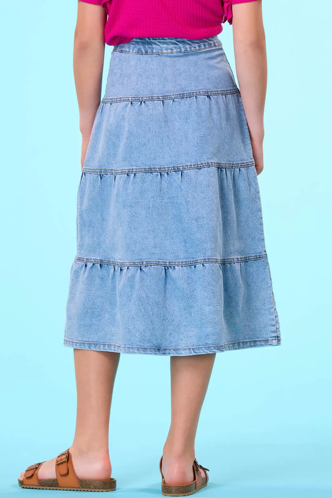 Cato Bottoms | Girls Tiered Denim Skirt